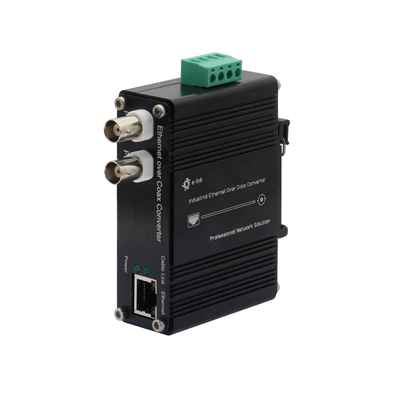DIN-Rail Industrial 10/100Base-TX Ethernet over Coax Extender
