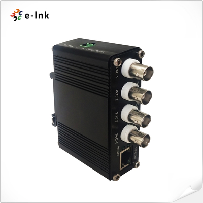 DIN-Rail Ethernet over Coax Receiver with 4-Channel Input and PoC Function