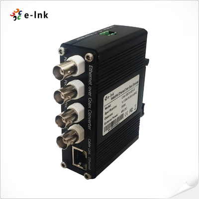 DIN-Rail Ethernet over Coax Receiver with 4-Channel Input and PoC Function
