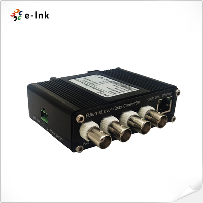 DIN-Rail Ethernet over Coax Receiver with 4-Channel Input and PoC Function