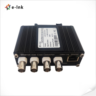 DIN-Rail Ethernet over Coax Receiver with 4-Channel Input and PoC Function