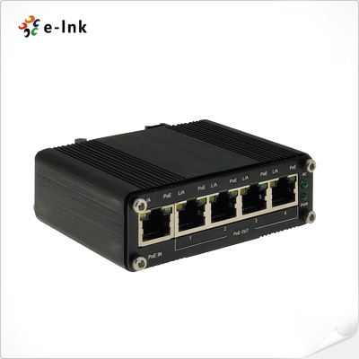 Industrial 1-In 4-Out Gigabit PoE Extender, IEEE 802.3at PoE+, 200m Extension