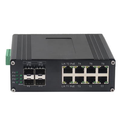 Industrial Managed Switch with 4 SFP Ports Dual 12-48V DC Power Input