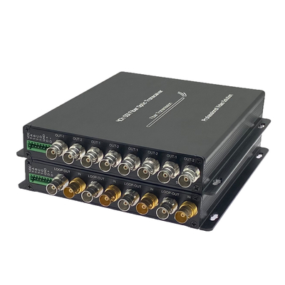 4-Channel 3G/HD-SDI Fiber Converter with Loop Output RS485 Tally 20km
