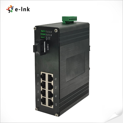 Industrial 8-Port 10/100TX + 1-Port 100FX Hardened Ethernet Switch -40~80°C DIN-Rail