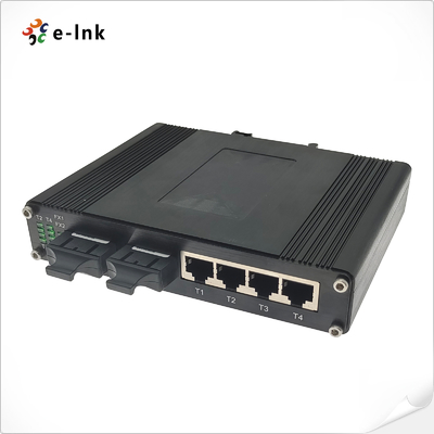 Industrial 4-Port Gigabit RJ45 + 2-Port Gigabit Fiber Ethernet Switch Redundant Power