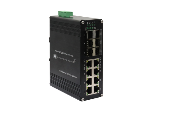 Industrial 8-Port Gigabit + 6 SFP Hardened Ethernet Switch -40~80°C DIN-Rail