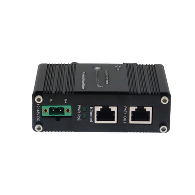 Rugged 12–48V 2.5G Industrial PoE+ Injector with 30W Output