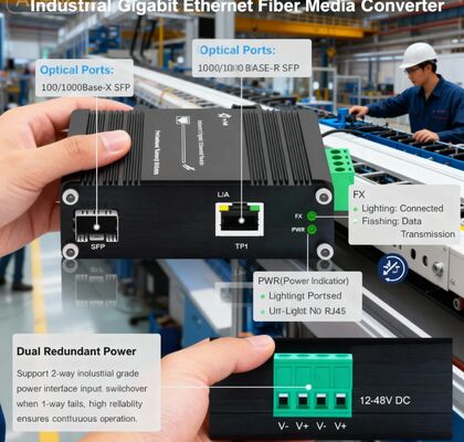 Industrial Ethernet Media Converter 10/100/1000Base-T to 100/1000Base-X SFP -40~75°C