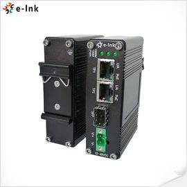 Industrial Fiber Ethernet Media Converter 1 Port 100/1000X SFP To 2 Port 10/100/1000T 60W