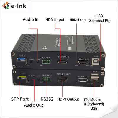 Bidi Stereo Audio 1Ch GPIO Over Fiber Extender USB KVM RS232