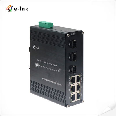 Industrial DIN-Rail Mounting 6 ports 10/100Base-TX + 3 port 100Base-FX Hardened PoE switch