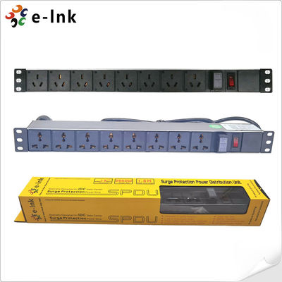 Aluminum T6 19" 1U 8 Port 3.68kW 10KA Rack Mount PDU Unit
